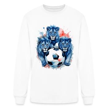 Lions Football Soccer Colorful Animal Graphic - Men's Long Sleeve T-Shirt - white - Front