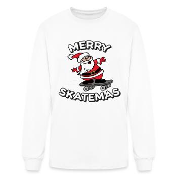 Merry Skatemas | Skateboard Christmas Print - Men's Long Sleeve T-Shirt - white - Front