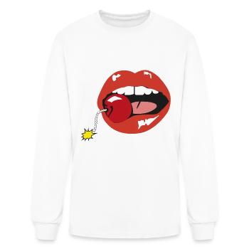 Cherry Lips Mouth - Men's Long Sleeve T-Shirt - white - Front