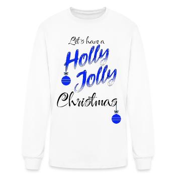 Holly Jolly Blue/White - Men's Long Sleeve T-Shirt - white - Front