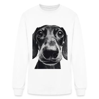 Dachshund Portrait in Monochrome - Men's Long Sleeve T-Shirt - white - Front