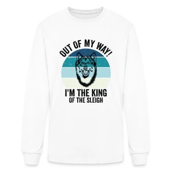 Husky Sledding King of The Sleigh Sled Dog Racing - Men's Long Sleeve T-Shirt - white - Front