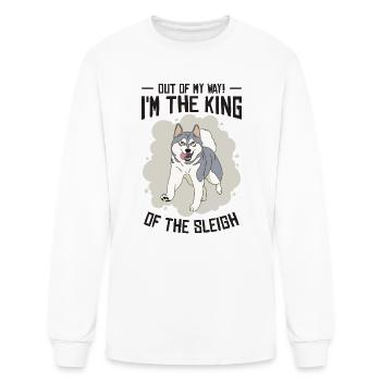 Husky Sledding King of The Sleigh Sled Dog Racing - Men's Long Sleeve T-Shirt - white - Front