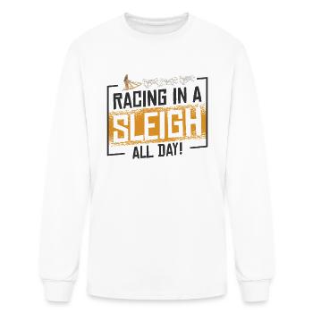 Sledding Sled Dog Racing In A Sleigh Alaskan - Men's Long Sleeve T-Shirt - white - Front