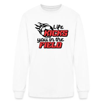 LIFE KICKS YOU IN THE FIELD - Men's Long Sleeve T-Shirt - white - Front