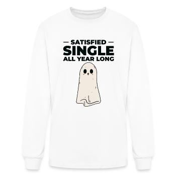Single Satisfied Relationship Status Solo Single - Men's Long Sleeve T-Shirt - white - Front