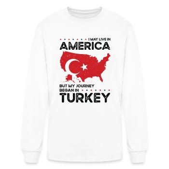 Né turc Turquie Citoyenneté américaine - T-shirt à manches longues Homme - blanc - Devant