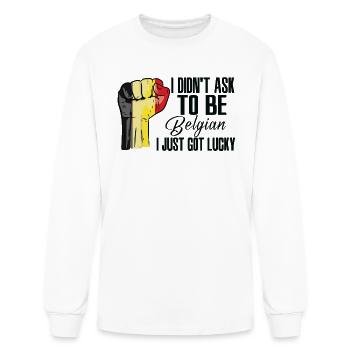 Belgian Pride Belgium Flag Grown Belgian Roots - Men's Long Sleeve T-Shirt - white - Front