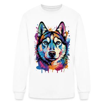 Husky Colourful - Cute Husky - I love Huskies - Men's Long Sleeve T-Shirt - white - Front