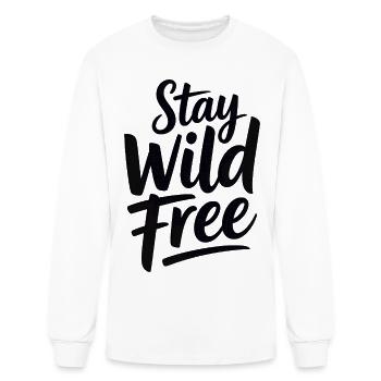 Stay Wild Free Script Tee - Men's Long Sleeve T-Shirt - white - Front