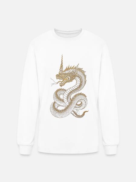 Golden Dragon Embroidery Art - Men's Long Sleeve T-Shirt - white