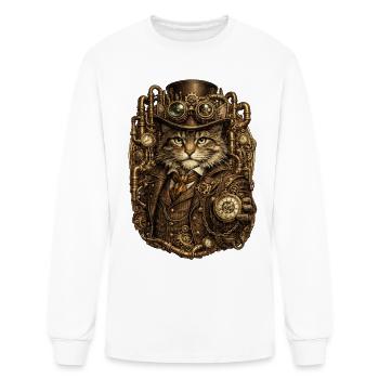 Steampunk Cat in Brass Gearwear - Men's Long Sleeve T-Shirt - white - Front