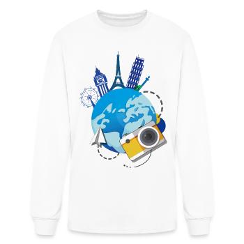 Globe Travel Montage - Men's Long Sleeve T-Shirt - white - Front