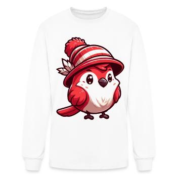 Cool Cardinal in Hat - Men's Long Sleeve T-Shirt - white - Front