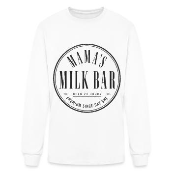 Mama's Milk Bar Open 24 Hours Shirt | Funny Breast - Men's Long Sleeve T-Shirt - white - Front