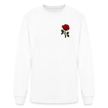 Crimson Rose on Thorny Stem - Men's Long Sleeve T-Shirt - white - Front