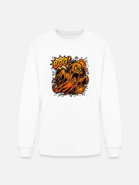 Scary Screaming Ghost Boo Halloween - Men's Long Sleeve T-Shirt - white