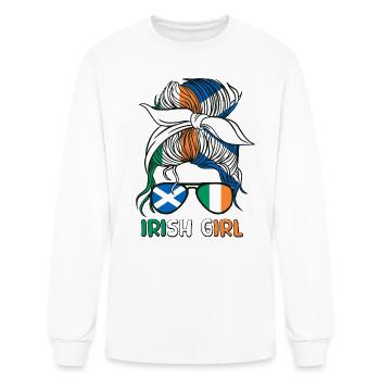 Moitié Ecossais Moitié Irlandais Fille Irlande Ecosse - T-shirt à manches longues Homme - blanc - Devant