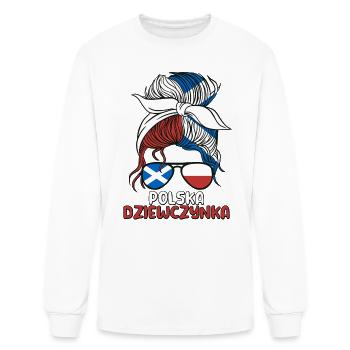 Ecosse Ecosse Demi Polonaise Fille Pologne Polska - T-shirt à manches longues Homme - blanc - Devant