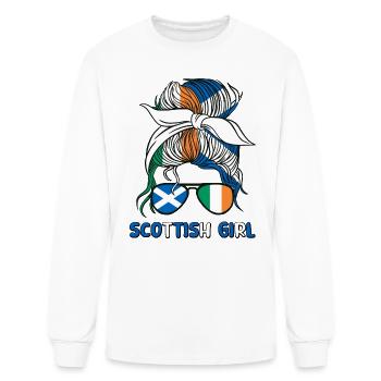 Irlandais Demi Ecossais Fille Irlande Ecosse Éireann - T-shirt à manches longues Homme - blanc - Devant