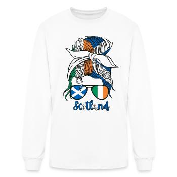 Moitié Ecossais Moitié Irlandais Fille Irlande Ecosse - T-shirt à manches longues Homme - blanc - Devant