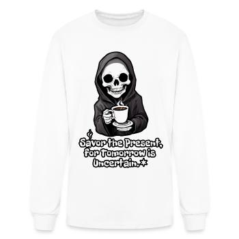 Parca-Savor the Present, for Tomorrow is Uncertain - Men's Long Sleeve T-Shirt - white - Front