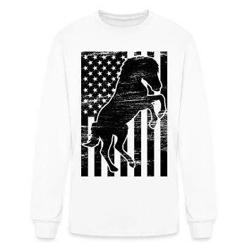 Horse Riding USA Flag - Men's Long Sleeve T-Shirt - white - Front