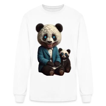Creepy Suit Panda Monster – Dark Horror Animal Art - Men's Long Sleeve T-Shirt - white - Front