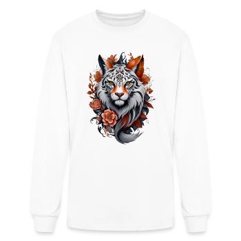 Enigmatic Majesty: Elegant White Wild Cat - Men's Long Sleeve T-Shirt - white - Front
