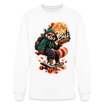 Red Panda Chill Mode Skate - Men's Long Sleeve T-Shirt - white - Front