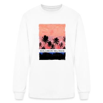 Solomon Islands Vacation Souvenir Beach Palm Tree - Men's Long Sleeve T-Shirt - white - Front