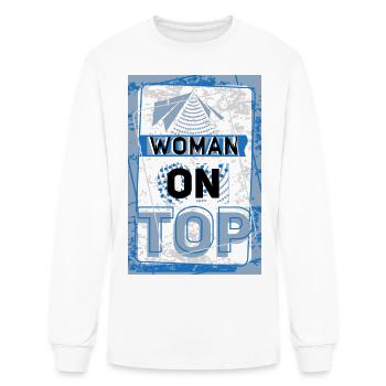 woman on top - Men's Long Sleeve T-Shirt - white - Front