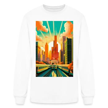 Chicago Travel Poster - Men's Long Sleeve T-Shirt - white - Front