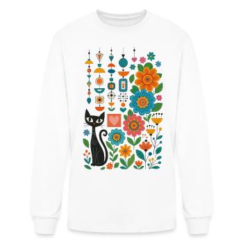 Midnight Cats Blooming Charms - Men's Long Sleeve T-Shirt - white - Front