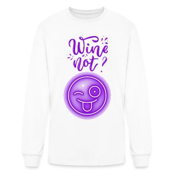 Wine Not Purple Neon Glow Graphic Tee - Men's Long Sleeve T-Shirt - white - Front