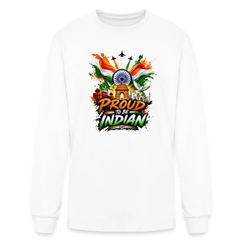 Proud to Be Indian: Flag & Landmarks - Men's Long Sleeve T-Shirt - white - Front