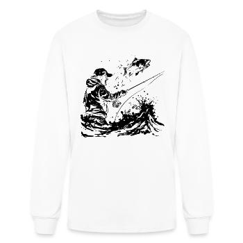Fishing Guy Drawing - Men's Long Sleeve T-Shirt - white - Front