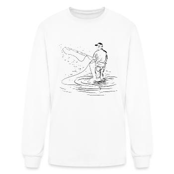 Fishing Guy Drawing - Men's Long Sleeve T-Shirt - white - Front