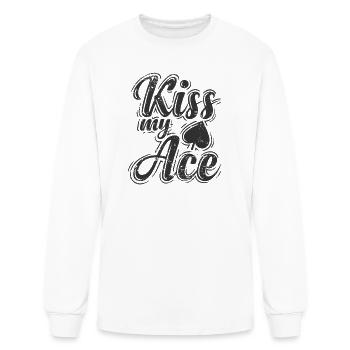 Kiss my Ace Poker or Skat Card Game - Men's Long Sleeve T-Shirt - white - Front