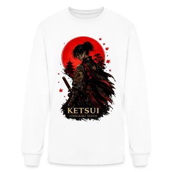 Ketsui Samurai Warrior Design  - Men's Long Sleeve T-Shirt - white - Front