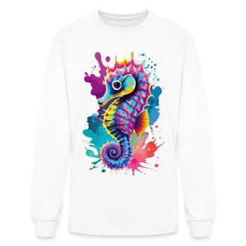Cute Sea Horse Hippocampus Colourful - Coral Reef - Men's Long Sleeve T-Shirt - white - Front