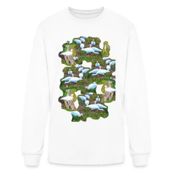 Flock of White Ibis Birds Collage - Men's Long Sleeve T-Shirt - white - Front