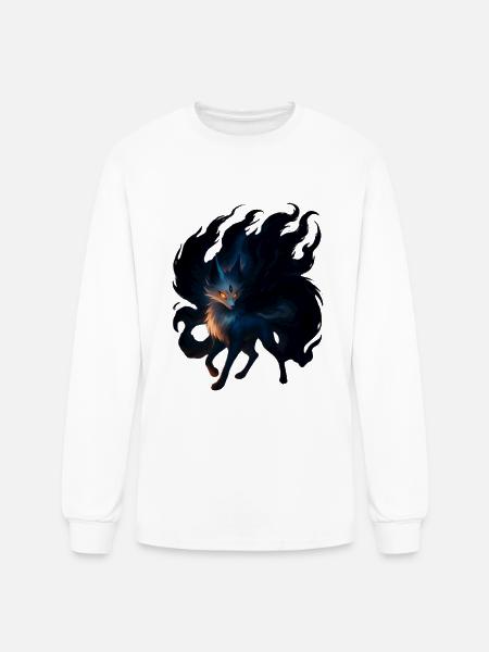 Mystic Night Wolf Illustration - Men's Long Sleeve T-Shirt - white