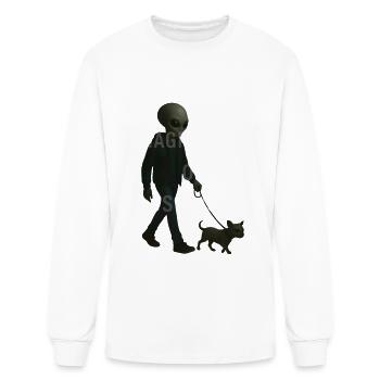 Alien Walks a Dog at Dusk - Men's Long Sleeve T-Shirt - white - Front