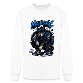 Majestic Wolf King Graffiti Streetwear - Men's Long Sleeve T-Shirt - white - Front