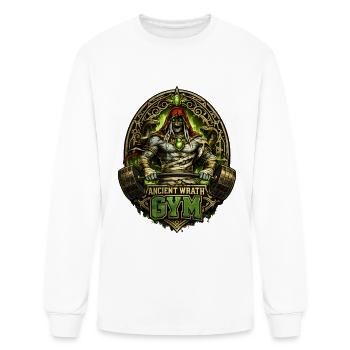 Ancient Wrath Gym Skeleton Warrior Workout T-Shirt - Men's Long Sleeve T-Shirt - white - Front
