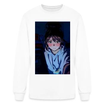 Night Owl Anime Hoodie Glow - Men's Long Sleeve T-Shirt - white - Front