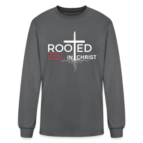 Rooted in Christ (white) - Colossians 2:7 - Men's Long Sleeve T-Shirt