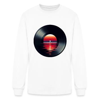 Vinyl LP Music Record, Retro Sunset - Men's Long Sleeve T-Shirt - white - Front