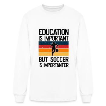 Education is important but Soccer is importanter - Men's Long Sleeve T-Shirt - white - Front